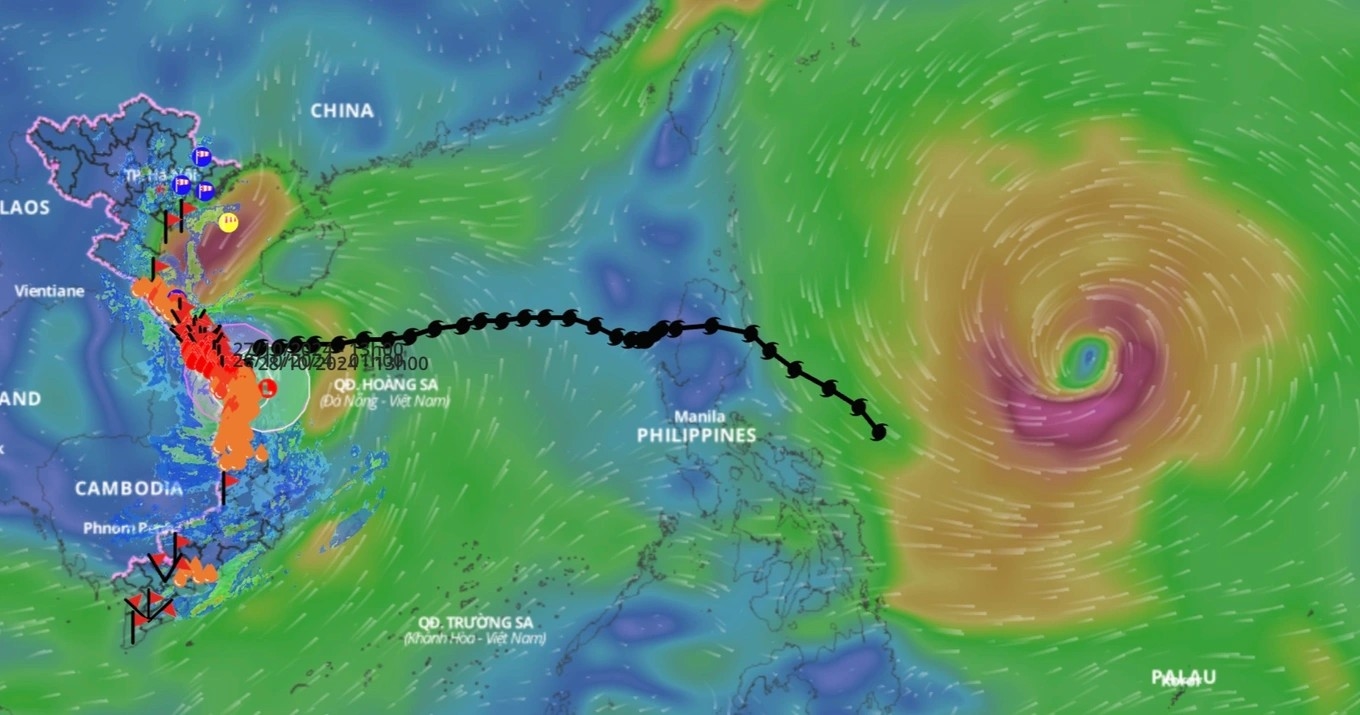 Bão Kong-rey tiếp tục mạnh thêm và không loại trừ khả năng sẽ tiệm cận vào khu vực Biển Đông (Ảnh: Hệ thống giám sát thiên tai)