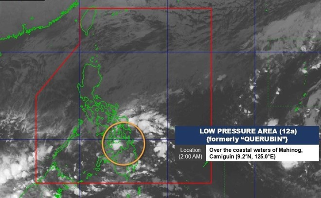 Vị trí tâm áp thấp ở Philippines hồi 2h ngày 20.12.2024. Ảnh: PAGASA