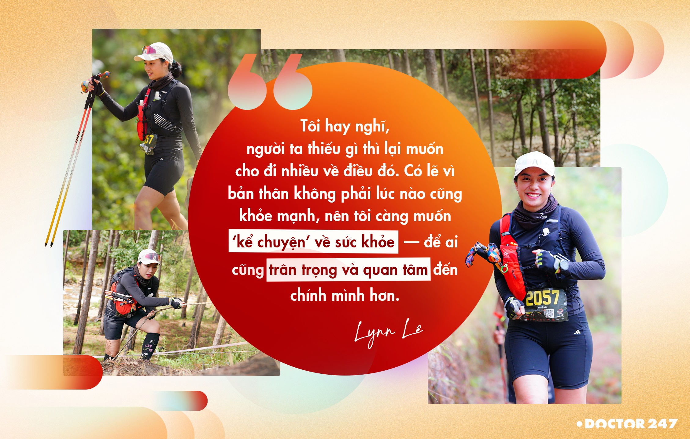 Ảnh: chị Nhi Lê tham gia giải chạy địa hình Laan Ultra Trail 2024 - cự ly 20km 