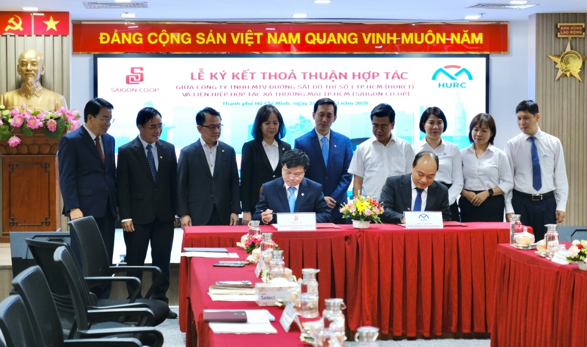 đại diện lãnh đạo Saigon Co.op và HURC1 trong ngày ký kết hợp tác